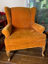 Vintage Orange Wing Back Chair 2 Of 2