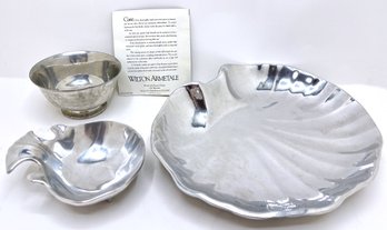 2 Wilton Armetale Petwer Serving Bowls & Monogrammed Steiff Bowl