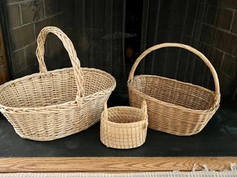 Trio Of Woven And Wicker Baskets