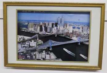 A Vintage NYC 3 Dimensional Diorama Picturing The Twin Towers, Brooklyn Bridge & More