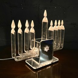 Vintage Lucite And Mirror Base Electric Menorah