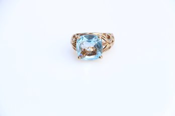 Sterling Silver 6.50 Carat Blue Topaz Ring Size 6