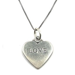 Italian Sterling Silver Chain With Heart Love Pendant