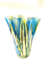 Amazing Josefina Krosno Large Art Glass Handkerchief Vase