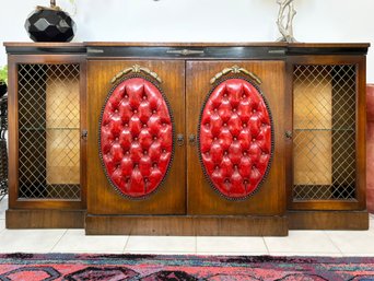 A Fabulous Swinging '60s Bar Cabinet With Tufted Vinyl Paneled Doors - Is The Rat Pack In The House?