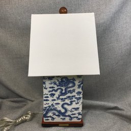 (2 Of 2) Fabulous $850 Retail RALPH LAUREN Home Asian Porcelain Tea Canister Lamp - Blue & White With Dragons