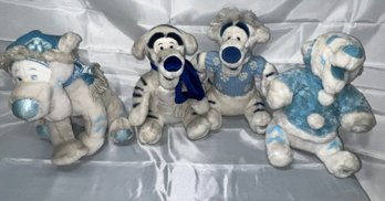 A Collection Of Disney Winnie The Pooh Blue And White Winter Tigger Plush Stuffed Animals