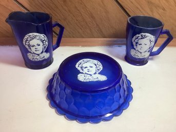 Blue Shirley Temple Glass Set
