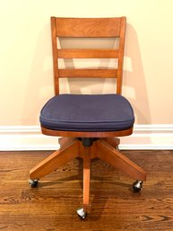 Outlook Heavy Wood Swivel Desk Chair On Casters