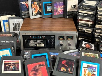 Vintage Sanyo 8-Track Tape Deck With Large Assortment Of Tapes