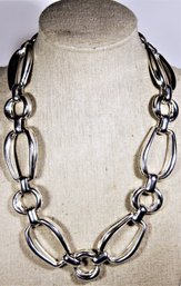 Large And Heavy Large Link 925 Sterling Silver Necklace 16' Long