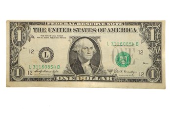 1969B One Dollar Bill Green Seal Offset Print Error