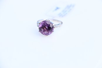 Sterling Silver 5 Carat Amethyst Ring Size 8.75