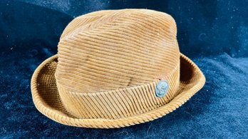 Vintage Tan Corduroy Fedora Hat