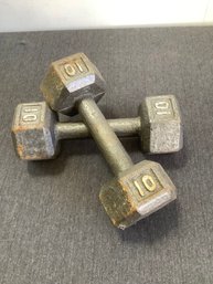 Pair Of 10 Pound Dumb Bells