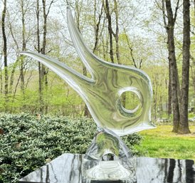 Large Signed Modernist Art Glass Fish Sculpture
