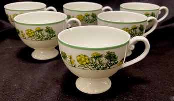 6 Vintage Mikasa Ultima Floral Cart Footed Mugs