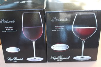 8 Italian Fine Wine Glasses In Box