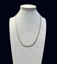 Vintage Italian Matte Sterling Silver Herringbone Chain