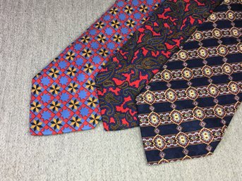 Lot Of Three Fabulous STEFANO RICCI Silk Ties Made For Saks Fifth Avenue - All Silk - Made In Italy - Nice Lot
