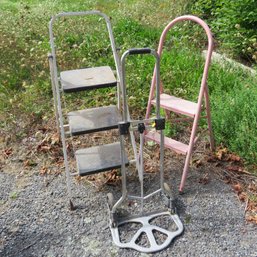 2 Folding Step Stools & Collapsible Dolly