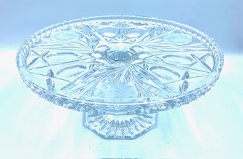 Gorgeous Etched & Cut Crystal Pedestal Cake Stand