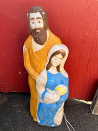 Vintage Nativity Scene Mary, Joseph & Baby Jesus 40' Union Products Brand Blow Mold