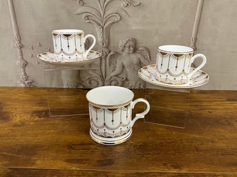 Queen Charlotte - The Royal Collection - White & Gold English Bone China Cups & Saucers