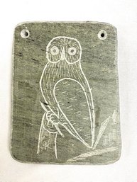 Owl Carving On Stone Plaque