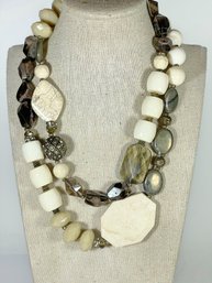 Chicos Tag Never Removed White And Earth Tone Beaded Necklace