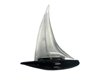 Itailn Blown Glass Sail Boat, Art Glass
