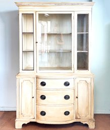 A Vintage Painted Wood China Cabinet