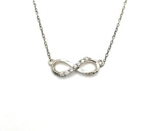 Vintage Sterling Silver Infinity CZ Stones Necklace