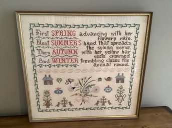 'FIRST SPRING' VINTAGE FRAMED NEEDLEPOINT