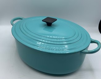 Vintage Le Creuset 'D' Enameled Dutch Oven 4.5QT ~ Turquoise Blue ~