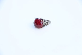 Sterling Silver Ruby Ring Size 6.25