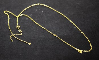 19 1/2' Long 10K Gold Italian Chain Needs Repair, One Link Missing