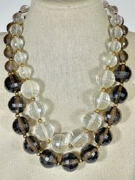 Double Strand Vintage Plastic Faceted Beaded Necklace 1960