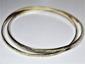 Double Intertwined Sterling Silver Bangle Bracelets 925