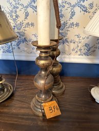 Pair Brass Lamps