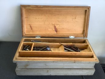 Large Wooden Tool Box With Many Wood Working Tools