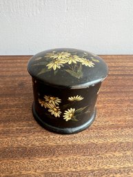 Lacquered Papier-Mache Box With Daisy & Butterfly Motif