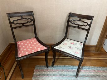 Two Mahogany Side Chairs With Upholstered Seats