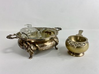 Vintage Silver Sugar Dish And Tea Steeper (2)