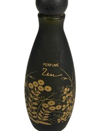 Black  Glass Gold Decorated Commercial Zen Perfume Bottle (empty)