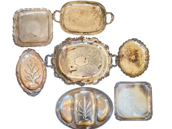 A Fine Collection Of Silver Plated Serving Trays