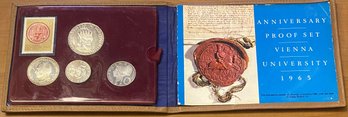 1965 Austria Vienna University Proof Set & Stamp Cert 4 Coin Silver Uncirculated