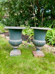 Pair Of Antique Cast Iron Urns. (2)