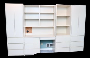 Off White Custom  Modular 5 Piece Wall Unit With Desk