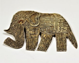 Contemporary Sterling Silver Elephant Brooch Pin Marked 925